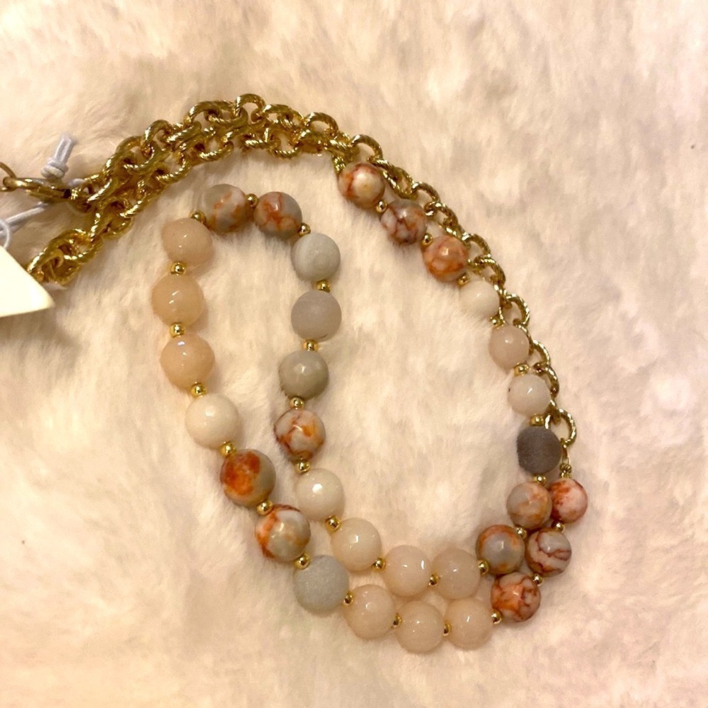 NEW Designer Rhodonite Necklace or bracelet with stones and gold. J40